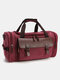 Casual Canvas Multi-Carry Buckle Decor Large Capacity Multi-pocket Travel Outdoor Luggage Handbag Crossbody Bag - Red