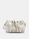 Women Faux Leather Fashion Solid Color Square Handbag Crossbody Bag - White