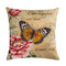 Funda de cojín de algodón de lino de mariposa de estilo vintage Fundas de almohada para sofá en casa - #4