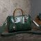 Women Vintage Handbag Oil Wax Leather Three-layer Crosssbody Bag - Green