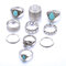 Bohemian Peach Heart Rings Water Drop Turquoise Geometric Stereoscopic Rose Ring Set - Ancient silver