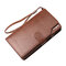 Vintage Large Capacity Business Multi-slots Trifold Long Wallet Clutch Bag For Men - Deep Brown