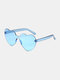 Women PC Heart-shaped Tinted One-piece Lens Anti-UV Decorative Sunglasses - Blue