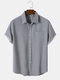 Mens Solid Color Chest Pocket Cotton Short Sleeve Denim Shirts - Gray