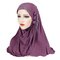 Women Muslim Ice Silk Side Three Small Flowers Tassel Beanie Hat Outdoor Casual Neck Protect Hat  - Purple