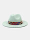 JASSY Men's Felt Fashion Outdoor Casual Sunshade Flat Brim Hat Fedora Hat Bucket Hat - #24
