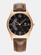 Vintage Men Watch Ultra Thin Leather Band Waterproof Quartz Watch - Black Dial Brown Band