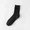 New Socks Wild Double Needle Socks Men's Vertical Tube In The Tube Cotton Socks Solid Color Men's Socks - Black