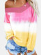 Tie-dye Long Sleeve V-neck Sweatshirt For Women - Pink