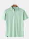Mens 95% Cotton Solid Weather Embroidery Casual Loose Short Sleeve T-Shirt - Green