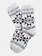 5 Pairs Unisex Cotton Blend Thick Knitted Geometric Pattern Jacquard High Socks - Gray