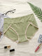 Plus Size Women Lace Trim Cozy Cotton Breathable High Waisted Panties - Green