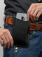 Men Vintage Faux Leather Portable Solid Color Belt Bag Phone Bag - Black