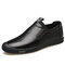 Men Anti-collision Non Slip Soft Sole Slip On Leather Casual Driving Shoes  - Black