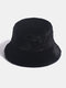 Women Rabbit Fur Solid Color Dome Thicken Warmth Windproof Ear Protection Bucket Hat - Black