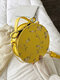 Women Floral Lace Embroidered Round Bag Satchel Bag Crossbody Bag Handbag - Yellow