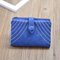 Women PU Fold Short Wallet Elegant Clutches Wallet Purse Coin Bag - Blue