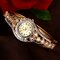 LVPAI Ethnic Luxury Ladies Bracelet Rhinestones Clock Quartz Bracelet Watch Gift for Women - White