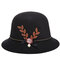 Women Elegant Felt Fedoras Top Hat Casual Floral Bowknot Decoration Bucket Hat - Black