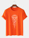Mens Jellyfish Graphic Crew Neck Short Sleeve Cotton T-Shirts - Orange