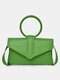 Women Solid Ring Candy Colors Crossbody Bag Handbag - Green