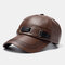 PU Hat Outdoor Warm Casual Baseball Caps - Brown