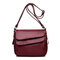 Women Solid Crossbody Bag Casual Multi-Slot Shoulder Bag - Wine Red