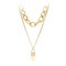 Trendy Lock Big Chain Bracelet Gold Metal Bracelet Lock Sweater Necklace For Women - 01