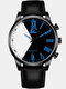 6 Colors Leather Men Vintage Business Watch Decorated Pointer Quartz Watch - #02