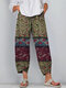 Women Allover Floral Print Patchwork Irregular Cuff Cropped Pants - Green