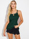 Cut Out Round Neck Sleeveless Hollow Cami - Green