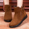 Women Winter Shoes Faux Fur Warm Zip Cotton Female Snow Ankle Boots - Brown