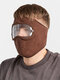 Men & Women Fleece Windproof Warm Eye Face Ear Protection HD Goggles Mask For Outdoor Riding - Coffee