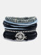 4 Pcs/Set Vintage Multi-layers Woven DIY Set Faux Leather Bracelet - #02