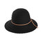 Woman Multi-color Openwork Petal Pattern Summer Sunscreen Woven Straw Hat - Black