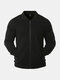 Mens Rib Baseball Collar Zip Up Casual Plain Jacket With Pocket - Black