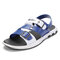 Men Metal Buckle Adjustabler Heel Strap Casual Beach Sandals - Blue