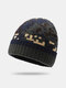 Men Knitted Plus Velvet Thicken Camouflage Pattern Cold Protection Ear Protection Brimless Beanie Hat - Navy