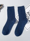 5 Pairs Men Cotton Solid Color Simple Sweat-absorbent Deodorant Warmth Socks - Navy