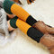 Women's Compression Socks Wool Socks Three-color Stitching Striped Knit Warm Leg Socks  - Goose yellow