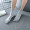 Mens Cotton Sport Solid Color Five Toe Socks Breathable Soft Comfortable Casual Middle Tube Socks - Grey