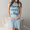 Letters Printed Sleeveless Maternity Dress Home Dress - Blue