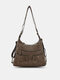 Women Faux Leather Multi-Carry Multi-Pocket Shoulder Bag Crossbody Bags - Coffee