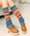Women's Compression Socks Vintage Color Striped Fashion Socks  - Lake Blue
