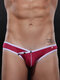 Men Patchwork Mesh Briefs Sexy Rivets Hipster Breathable Low Rise Underwear - Rose