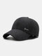 Men Cotton Solid Color Herringbone Pattern Letter Label Ear Protection Windproof Warmth Adjustable Baseball Cap - Black With Ear Protection