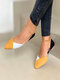 Plus Size Women Casual Suede Color Block Soft Comfy Flats - Yellow
