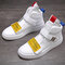 Men Thick Bottom Casual Buckle Sneakers  - White
