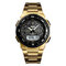 Business Style Men Wrist Watch Chrono Dual Digital Watch Stainless Steel Waterproof Watch - Gold