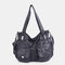 Women Hardware Multi-pockets Soft Leather Shoulder Bag  - DarkBlue